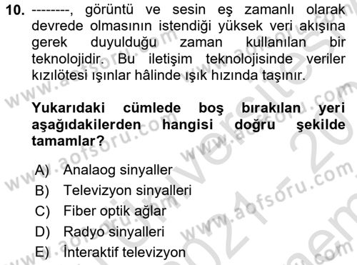 Küreselleşme ve Kültürlerarası İletişim Dersi 2021 - 2022 Yılı (Final) Dönem Sonu Sınav Soruları 10. Soru