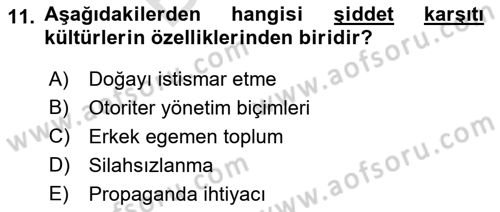 Küreselleşme ve Kültürlerarası İletişim Dersi 2021 - 2022 Yılı (Final) Dönem Sonu Sınavı 11. Soru