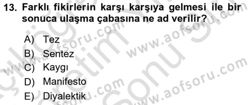 Küreselleşme ve Kültürlerarası İletişim Dersi 2021 - 2022 Yılı (Final) Dönem Sonu Sınavı 13. Soru