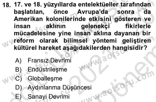 Küreselleşme ve Kültürlerarası İletişim Dersi 2021 - 2022 Yılı (Final) Dönem Sonu Sınav Soruları 18. Soru