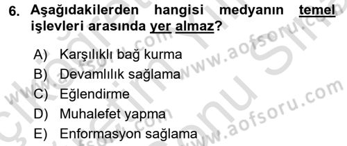 Küreselleşme ve Kültürlerarası İletişim Dersi 2021 - 2022 Yılı (Final) Dönem Sonu Sınav Soruları 6. Soru