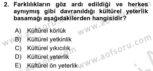 Küreselleşme ve Kültürlerarası İletişim Dersi 2021 - 2022 Yılı Yaz Okulu Sınav Soruları 2. Soru