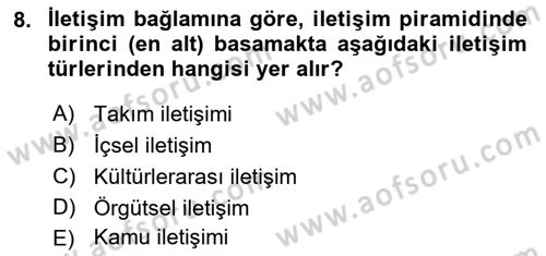 Küreselleşme ve Kültürlerarası İletişim Dersi 2021 - 2022 Yılı Yaz Okulu Sınav Soruları 8. Soru