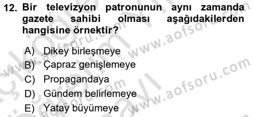 Küreselleşme ve Kültürlerarası İletişim Dersi 2022 - 2023 Yılı Yaz Okulu Sınav Soruları 12. Soru