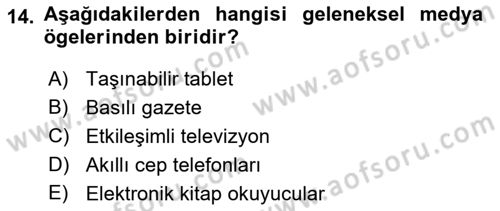 Küreselleşme ve Kültürlerarası İletişim Dersi 2022 - 2023 Yılı Yaz Okulu Sınav Soruları 14. Soru