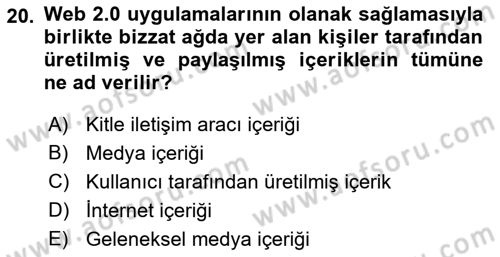 Küreselleşme ve Kültürlerarası İletişim Dersi 2022 - 2023 Yılı Yaz Okulu Sınav Soruları 20. Soru
