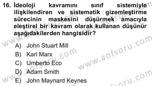 Küreselleşme ve Kültürlerarası İletişim Dersi 2023 - 2024 Yılı (Vize) Ara Sınav Soruları 16. Soru