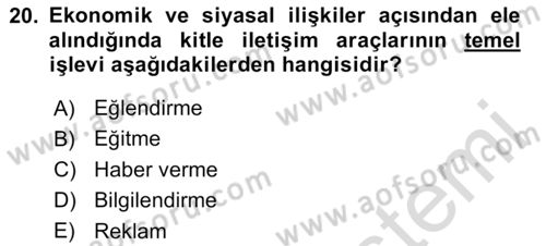 Küreselleşme ve Kültürlerarası İletişim Dersi 2023 - 2024 Yılı (Vize) Ara Sınav Soruları 20. Soru