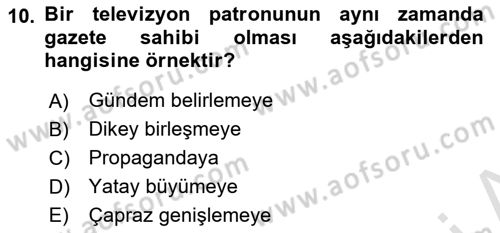 Küreselleşme ve Kültürlerarası İletişim Dersi 2023 - 2024 Yılı (Final) Dönem Sonu Sınav Soruları 10. Soru