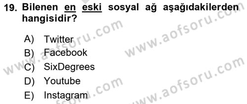 Küreselleşme ve Kültürlerarası İletişim Dersi 2023 - 2024 Yılı (Final) Dönem Sonu Sınav Soruları 19. Soru