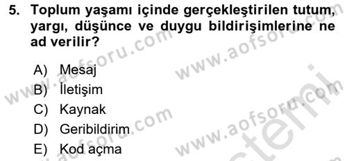 Küreselleşme ve Kültürlerarası İletişim Dersi 2023 - 2024 Yılı (Final) Dönem Sonu Sınav Soruları 5. Soru