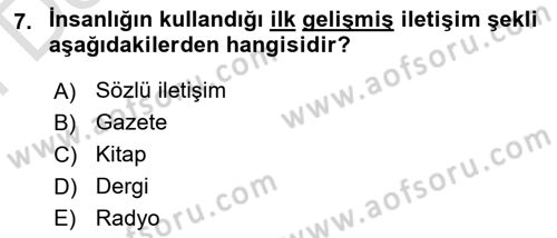 Küreselleşme ve Kültürlerarası İletişim Dersi 2023 - 2024 Yılı (Final) Dönem Sonu Sınav Soruları 7. Soru
