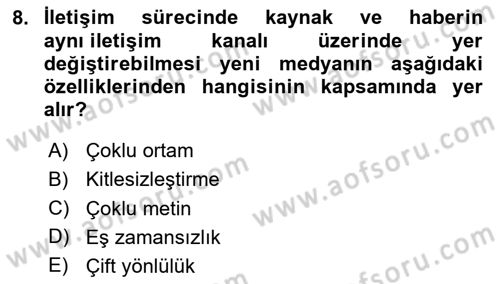 Küreselleşme ve Kültürlerarası İletişim Dersi 2023 - 2024 Yılı (Final) Dönem Sonu Sınav Soruları 8. Soru