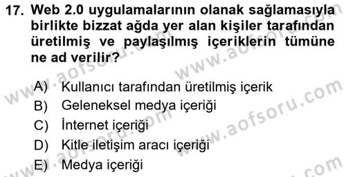 Küreselleşme ve Kültürlerarası İletişim Dersi 2023 - 2024 Yılı Yaz Okulu Sınav Soruları 17. Soru