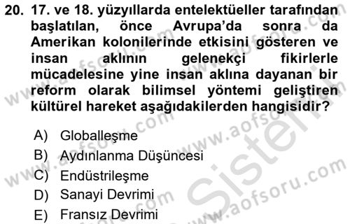 Küreselleşme ve Kültürlerarası İletişim Dersi 2023 - 2024 Yılı Yaz Okulu Sınav Soruları 20. Soru