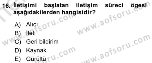 Küreselleşme ve Kültürlerarası İletişim Dersi 2024 - 2025 Yılı (Vize) Ara Sınav Soruları 16. Soru