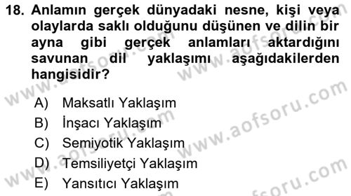 Küreselleşme ve Kültürlerarası İletişim Dersi 2024 - 2025 Yılı (Vize) Ara Sınav Soruları 18. Soru