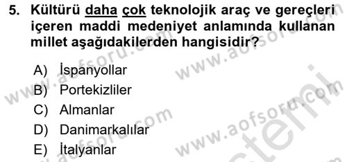 Küreselleşme ve Kültürlerarası İletişim Dersi 2024 - 2025 Yılı (Vize) Ara Sınav Soruları 5. Soru
