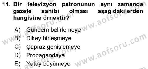 Küreselleşme ve Kültürlerarası İletişim Dersi 2024 - 2025 Yılı (Final) Dönem Sonu Sınav Soruları 11. Soru