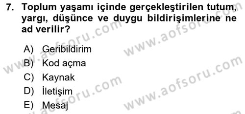 Küreselleşme ve Kültürlerarası İletişim Dersi 2024 - 2025 Yılı (Final) Dönem Sonu Sınav Soruları 7. Soru