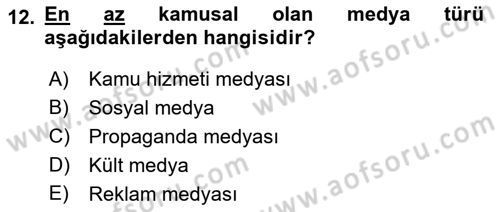 Küreselleşme ve Kültürlerarası İletişim Dersi 2024 - 2025 Yılı Yaz Okulu Sınav Soruları 12. Soru