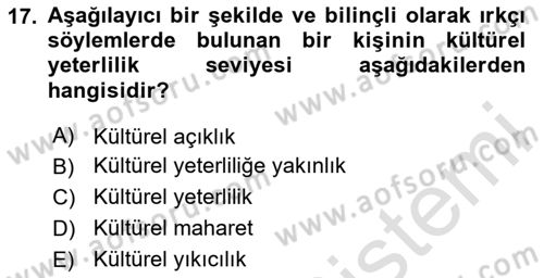 Küreselleşme ve Kültürlerarası İletişim Dersi 2024 - 2025 Yılı Yaz Okulu Sınav Soruları 17. Soru