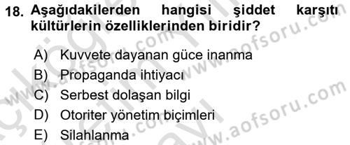 Küreselleşme ve Kültürlerarası İletişim Dersi 2024 - 2025 Yılı Yaz Okulu Sınav Soruları 18. Soru