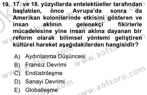 Küreselleşme ve Kültürlerarası İletişim Dersi 2024 - 2025 Yılı Yaz Okulu Sınav Soruları 19. Soru
