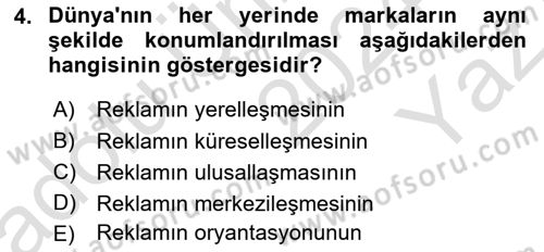 Küreselleşme ve Kültürlerarası İletişim Dersi 2024 - 2025 Yılı Yaz Okulu Sınav Soruları 4. Soru