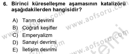 Küreselleşme ve Kültürlerarası İletişim Dersi 2024 - 2025 Yılı Yaz Okulu Sınav Soruları 6. Soru