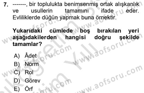 Küreselleşme ve Kültürlerarası İletişim Dersi 2024 - 2025 Yılı Yaz Okulu Sınav Soruları 7. Soru