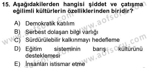 Küreselleşme ve Kültürlerarası İletişim Dersi 2025 - 2026 Yılı (Final) Dönem Sonu Sınav Soruları 15. Soru