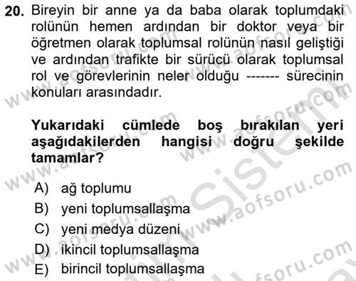 Küreselleşme ve Kültürlerarası İletişim Dersi 2025 - 2026 Yılı (Final) Dönem Sonu Sınav Soruları 20. Soru