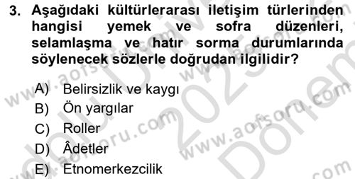 Küreselleşme ve Kültürlerarası İletişim Dersi 2025 - 2026 Yılı (Final) Dönem Sonu Sınav Soruları 3. Soru
