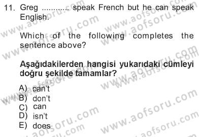 Ingilizce 1 Dersi 2012 - 2013 Yılı Tek Ders Sınavı 11. Soru