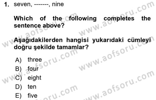 Ingilizce 1 Dersi 2019 - 2020 Yılı (Vize) Ara Sınav Soruları 1. Soru