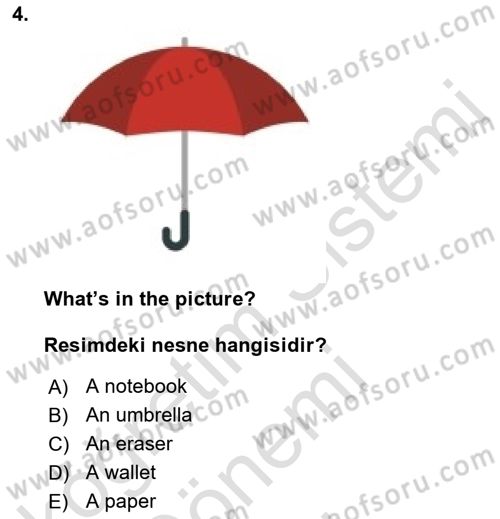 Ingilizce 1 Dersi 2021 - 2022 Yılı (Final) Dönem Sonu Sınav Soruları 4. Soru