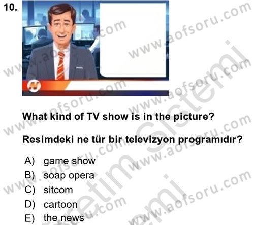 Ingilizce 1 Dersi 2023 - 2024 Yılı (Vize) Ara Sınav Soruları 10. Soru
