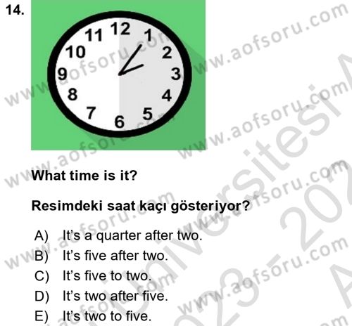 Ingilizce 1 Dersi 2023 - 2024 Yılı (Vize) Ara Sınav Soruları 14. Soru