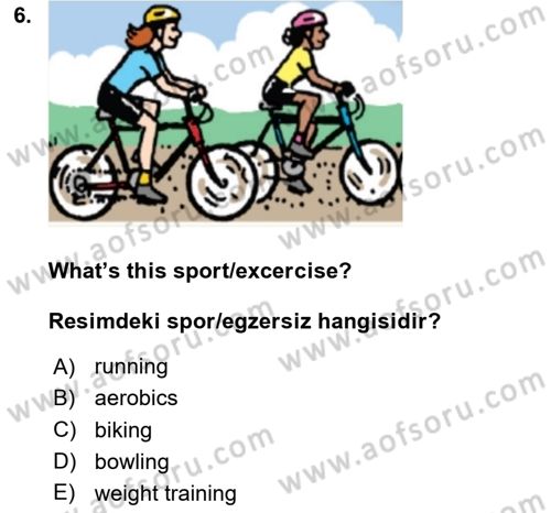 Ingilizce 1 Dersi 2024 - 2025 Yılı Yaz Okulu Sınav Soruları 6. Soru