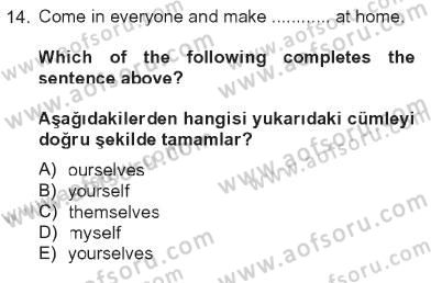 İngilizce 2 Dersi 2012 - 2013 Yılı Tek Ders Sınav Soruları 14. Soru