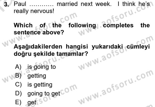 İngilizce 2 Dersi 2015 - 2016 Yılı (Final) Dönem Sonu Sınav Soruları 3. Soru