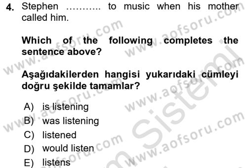 İngilizce 2 Dersi 2015 - 2016 Yılı (Final) Dönem Sonu Sınav Soruları 4. Soru