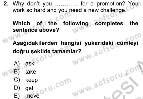 İngilizce 2 Dersi 2016 - 2017 Yılı 3 Ders Sınav Soruları 2. Soru