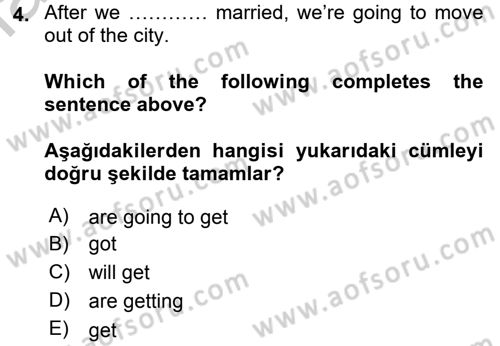 İngilizce 2 Dersi 2016 - 2017 Yılı 3 Ders Sınav Soruları 4. Soru
