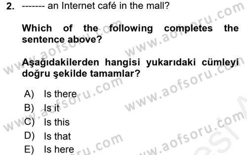 İngilizce 2 Dersi 2017 - 2018 Yılı 3 Ders Sınav Soruları 2. Soru