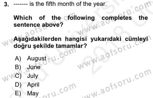 İngilizce 2 Dersi 2017 - 2018 Yılı 3 Ders Sınav Soruları 3. Soru