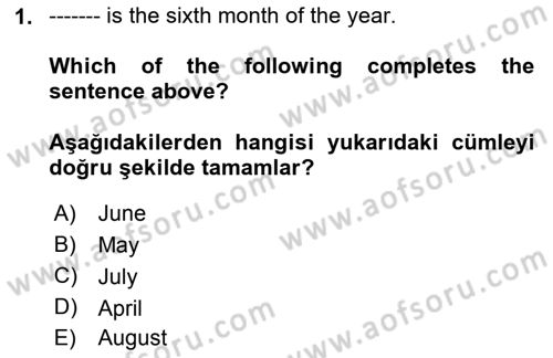 İngilizce 2 Dersi 2018 - 2019 Yılı (Final) Dönem Sonu Sınav Soruları 1. Soru