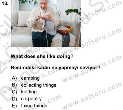 İngilizce 2 Dersi 2021 - 2022 Yılı (Final) Dönem Sonu Sınav Soruları 13. Soru