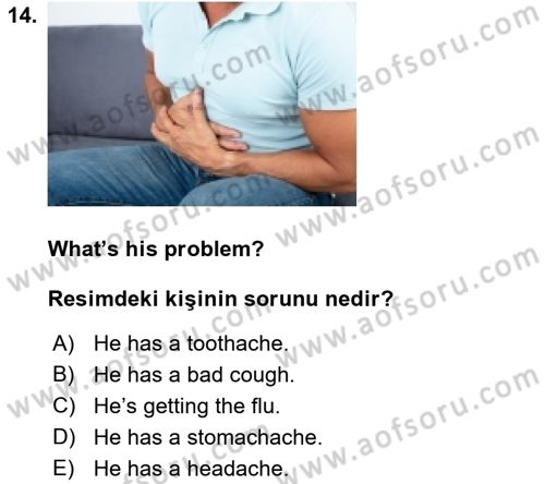 İngilizce 2 Dersi 2021 - 2022 Yılı (Final) Dönem Sonu Sınav Soruları 14. Soru